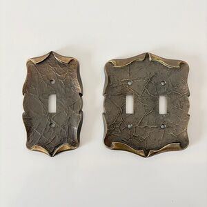 Amerock Carriage House Double + Single Light Switch Plates Antique Brass 1970s